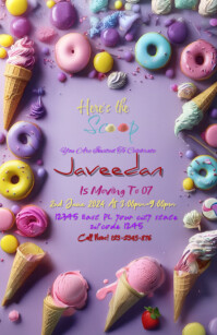 Joyful  Ice Cream Birthday Invitation  Tabloid template