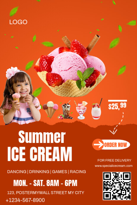 Joyful Ice Cream Party Invitations Poster Template | PosterMyWall