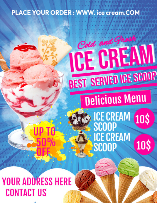 Joyful Ice Cream Poster Flyer (us Letter) template