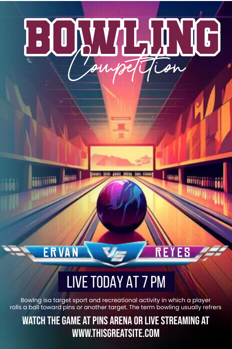 Joyful Illustrative Bowling Competition Post Template | PosterMyWall