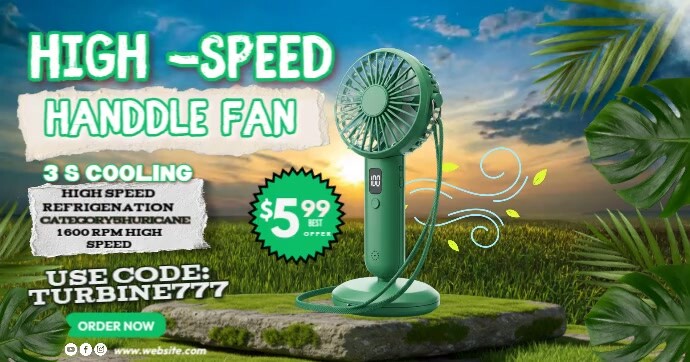 Joyful Illustrative Handheld Fan Ad Template | PosterMyWall