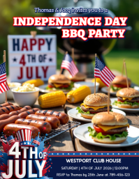 Joyful Independence Day BBQ Party Flyer Volante (Carta US) template
