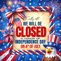 Joyful Independence Day Closure Announcement Square Video สี่เหลี่ยมจัตุรัส (1:1) template