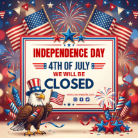 Joyful Independence Day Closure Announcement Instagram Post template