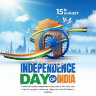 Blau India Independence Day Persegi Template