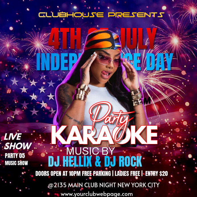 Joyful Independence Day Karaoke Night Party  Instagram Post template
