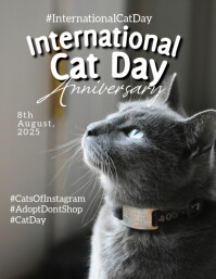 Joyful International Cat Day Flyer (us Letter) Volante (Carta US) template