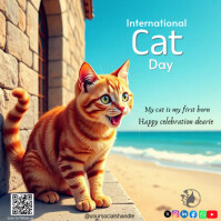 Joyful International Cat Day Instagram Post Iphosti le-Instagram template