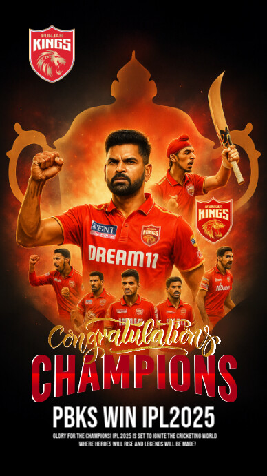 Joyful Ipl 2025 Champion Instagram Story Template | PosterMyWall