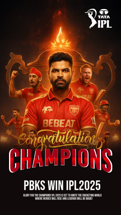 Joyful Ipl 2025 Champion Instagram Story Template | PosterMyWall