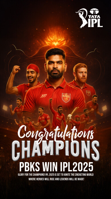 Joyful Ipl 2025 Champion Instagram Story Template | PosterMyWall