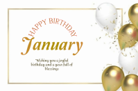 Joyful January Birthday Card  Label template