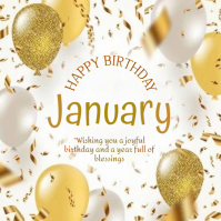 Joyful January Birthday Card  Logo Ilogo template