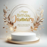 Joyful January Birthday Card  Logo Logotipo template