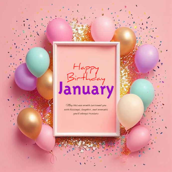 Joyful January Birthday Card Logo Template | PosterMyWall
