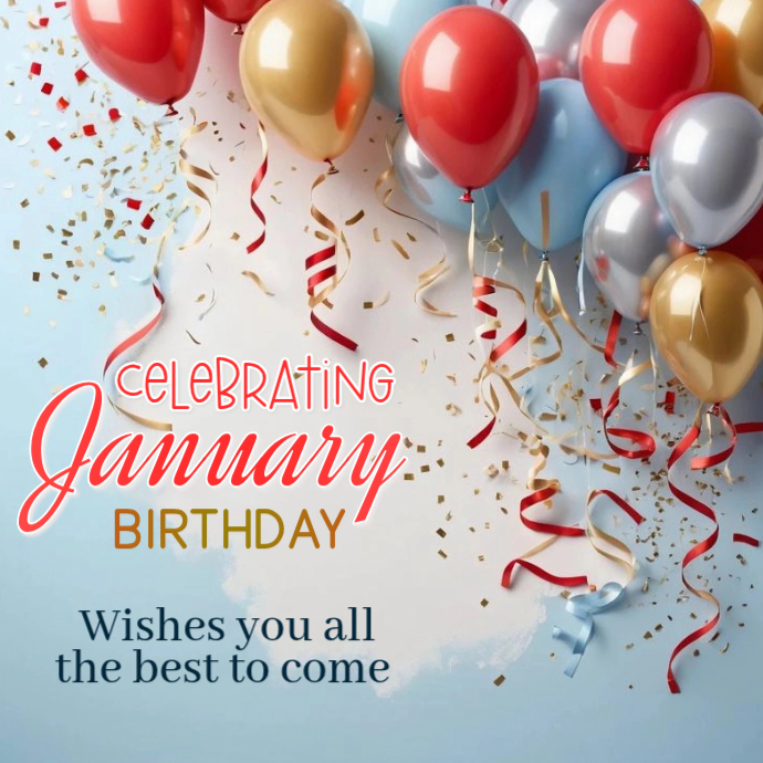 Joyful January Birthday Card Logo Template | PosterMyWall