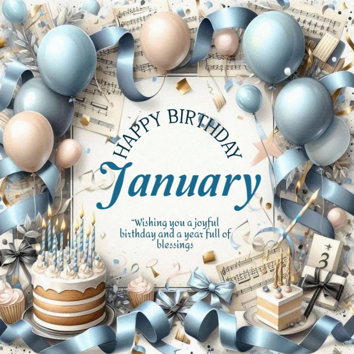 Copy of Joyful January Birthday Card Logo | PosterMyWall