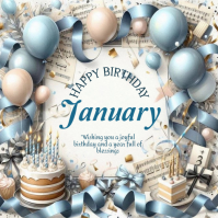 Joyful January Birthday Card  Logo template