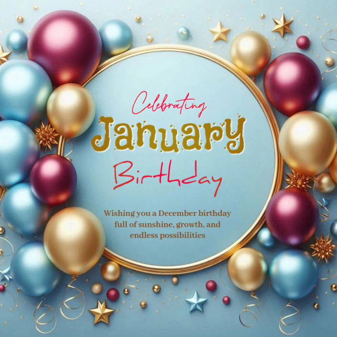 Joyful January Birthday Card Logo Template | PosterMyWall