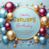 Joyful January Birthday Card  Logo template