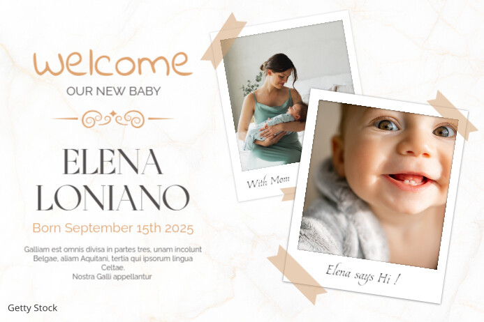 Joyful Joyful Gender Neutral Baby Announcement Advertisement Printable Postcard Template Design Ban Banier 4’×6’