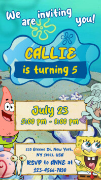 Joyful Joyful Spongbob Birthday Invitation Instagram Story template