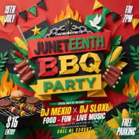 Joyful Juneteenth BBQ Party Square Video Kvadrat (1:1) template