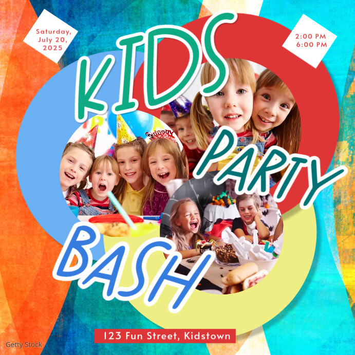 Joyful  Kids Party Instagram Post template