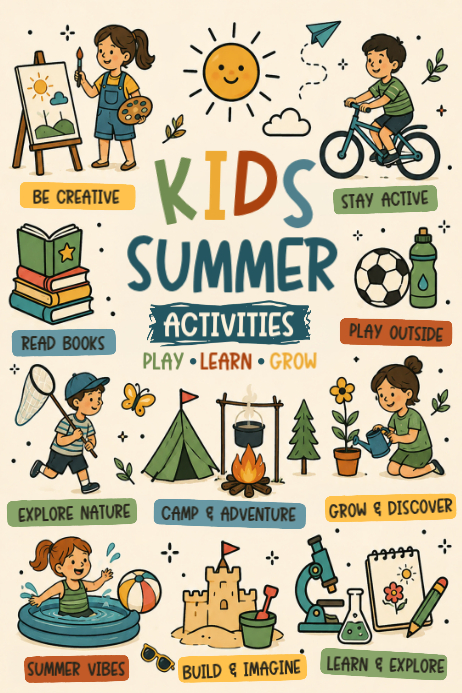 Kids Summer Activities Posters Template | PosterMyWall