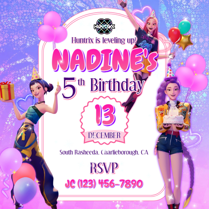 Joyful Kpop Demon Hunters Birthday Invitation Instagram Post Template