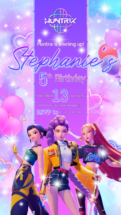 Mod le Joyful Kpop Demon Hunters Birthday Invitation Instagram Story mod-le-joyful-kpop-demon-hunters-birthday-invitation-instagram-story