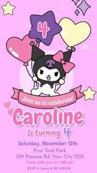 Joyful Kuromi Birthday Invitation Template Instagram Story