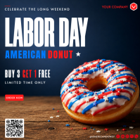 Hitam Labor Day Donut Promotion Instagram 帖子 Template