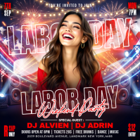 Черный Labor Day Weekend Party Instagram-opslag Template