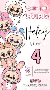 Joyful Labubu Birthday Invitation Instagram Story template