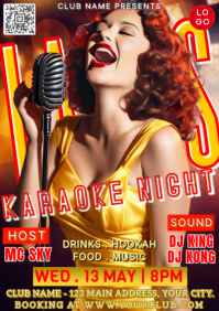 Joyful Ladies Karaoke Night Party Invitation Social Media A4 template