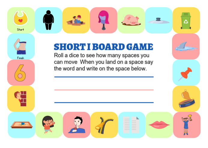 Joyful Learning/short I/writing/worksheet/fun/education/game/colorful/playful/symbol Postcard template