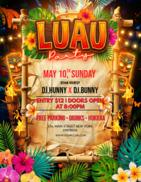 Joyful Luau Party Flyer Folheto (US Letter) template