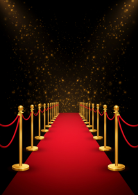 Joyful Luxurious Red Carpet With Golden Stanchions And Sparkling Lights A6 template