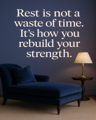 Joyful Luxurious Rest And Rebuilding Strength - Elegant Bedroom Quote Poster Instagram Portrait template