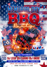 Joyful Memorial Day BBQ Party A4 template