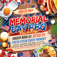 Joyful Memorial Day BBQ Party Instagram Post Video template