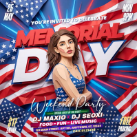 Joyful Memorial Day Party Square Video Quadrat (1:1) template