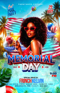 Joyful Memorial Day Pool Party Tabloid template