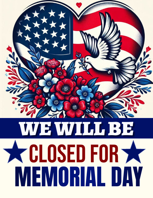 Joyful Memorial Day We Will Be Closed Flyer ( Ulotka (US Letter) template