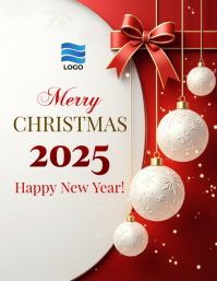 Joyful Merry Christmas 2025 Well Wishes Post Holiday Greeting Flyer Social Media Card Flyer (us Lett template