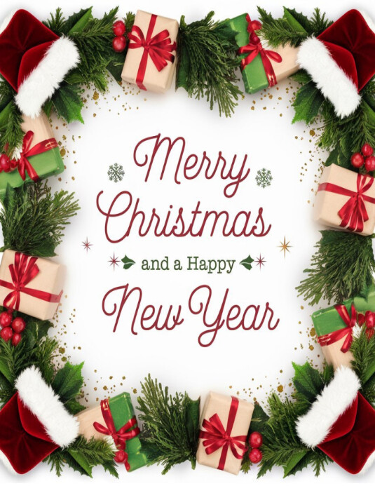 Joyful Merry Christmas And A Happy New Year Flyer (us Letter) Template ...