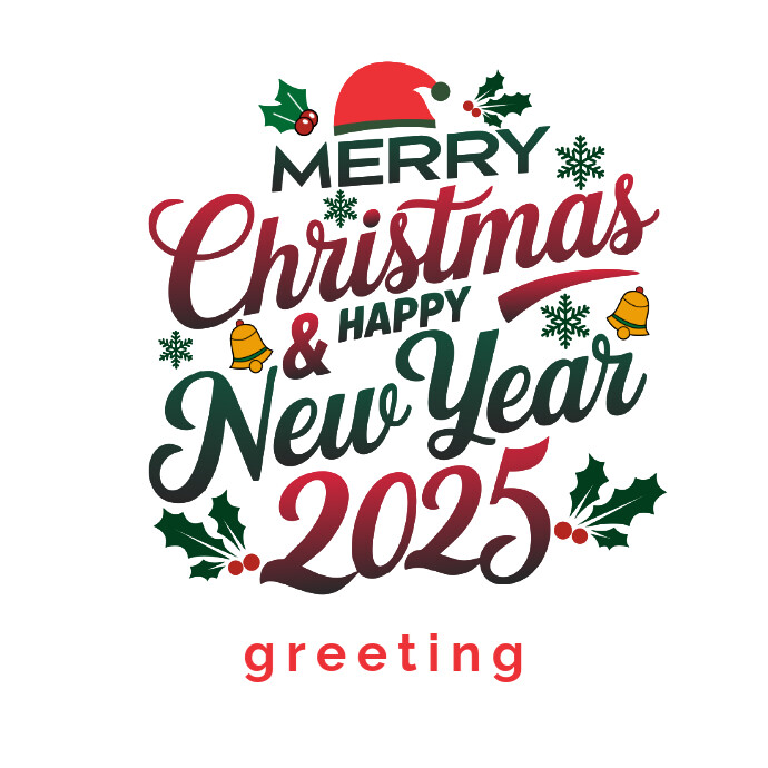 Joyful Merry Christmas And Happy New Year 2025 Logo Logótipo template