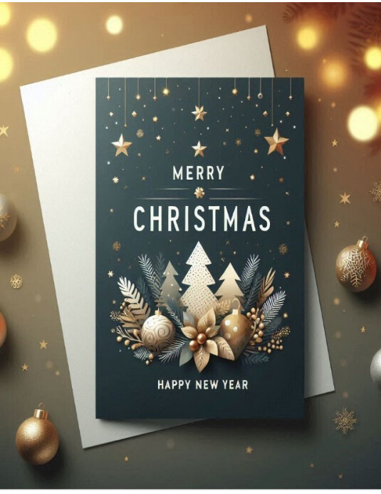 Copy of Joyful Merry Christmas And Happy New Year Card Flyer (us Letter ...