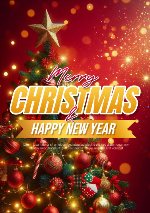 Joyful Merry Christmas And Happy New Year Greeting Post Template ...